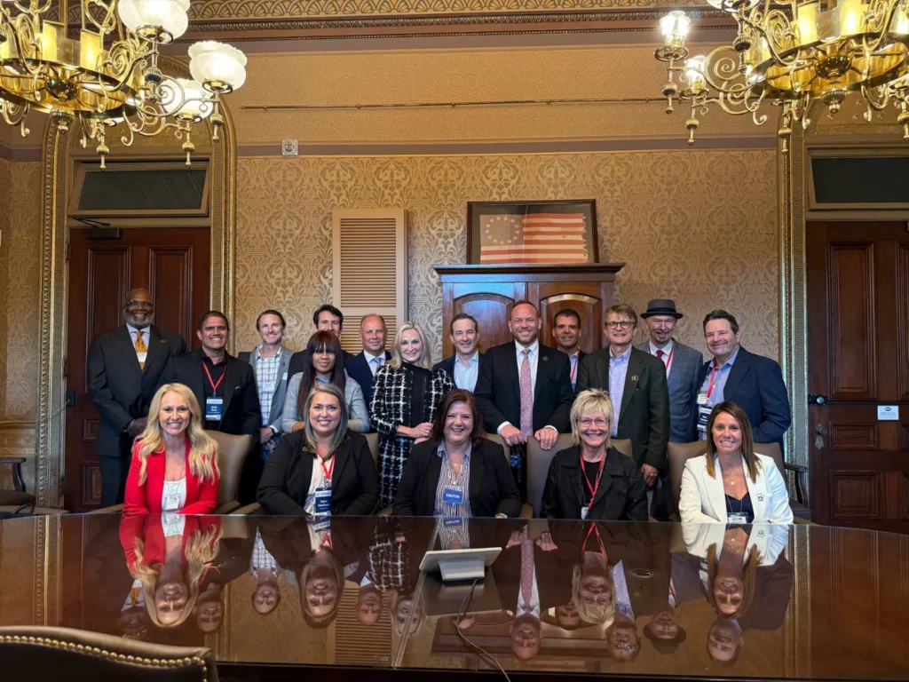 Mortgage industry professionals at a networking event