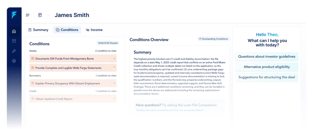 AI assistant for mortgage condition review and resolution